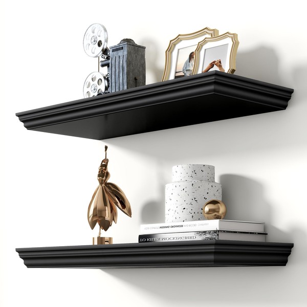 Axeman 24 Inch Floating Shelves for Wall, 9.3" Deep Crown