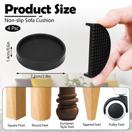 4 Pcs 2.8" Furniture Coasters for Hardwood Floors, Non Slip Rubber Furniture Cups, Round Furniture Pads Anti Slide Bed Stopper Carpet Protector for Chair Feet Couch Legs Table (4)