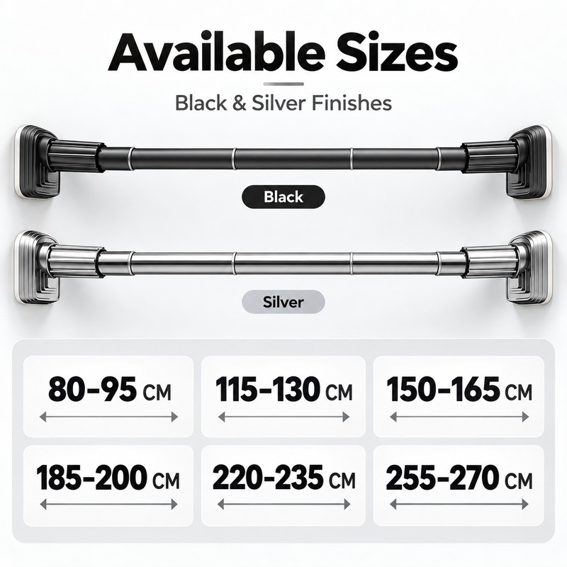 Adjustable Shower Curtain Rod for Bathrooms and Laundry Rooms –