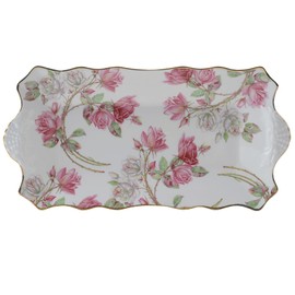 Ainsley Elizabeth Rose Pink Sandwich Tray Plate Plate Plate Approx. 12.4 x 6.1 inches (31.5 x 15.5 cm) EROS20647C