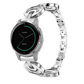 for Garmin vivoactive 4S Band, YOUkei Crystal Rhinestone Diamond Jewelled Stainless Replacement Band for Garmin vivoactive 4S (40mm) Smartwatch (Silver)