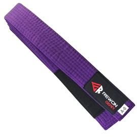 Rewon Gear Jiu Jitsu BJJ Premium Belt - Professional Belt with Sleeve Bar for Ranked Stripes, Durable (Purple, A0)