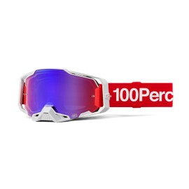 100% ARMEGA Goggles - Eyewear for Dirt Bikes, Motocross, Motorcycle, & Bike Sports - Durable Mountain Biking Goggles - Corbin, Mirror Red/Blue Lens