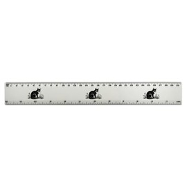 'Cat in Garden' 30cm (12 Inch) White Plastic Ruler (RL00089572)