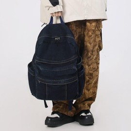 GAMLFL Canvas Backpack for Women Retro Aesthetic Rucksack Basic Backpack for High School/College Students Travel Laptop Bag, Dark Denim, Travel Backpacks