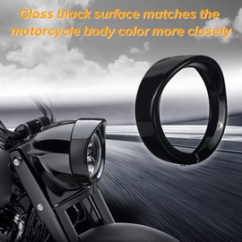 NTHREEAUTO 7" Headlight Visor Trim Ring Gloss Black Motorcycle Headlamp Frenched Rings Decorate Accessories Compatible with Harley Road King Electra Glide Heritage Softail Touring (Gloss Black)