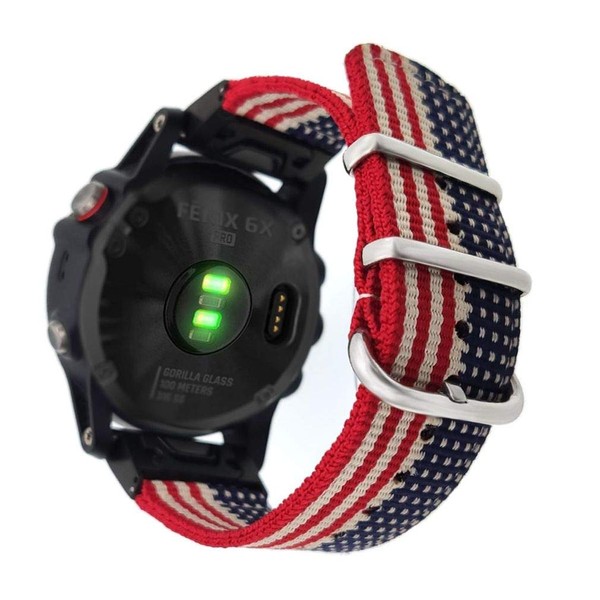 YOOSIDE 26mm Watch Band for Garmin Fenix 6X Pro/Sapphire,Woven Nylon US Flag Pattern Wristband Strap with Stainless Steel Clasp for Garmin Fenix 5X/Fenix 5X Plus,Fenix 3,Multicolor