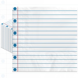 Pack of 50, Notebook Lined Paper Napkins, Disposable 2-Ply Paper Napkins for Kids’ Birthdays, Classroom Parties, Back-to-School, Teacher Appreciation, 13x13 Inches Unfolded