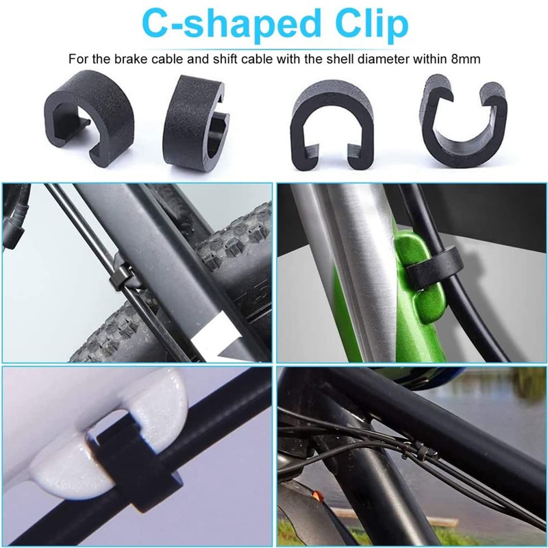 Pack of 10 Bicycle Cable Clamps Aluminium C-Clip Bicycle C-Clip