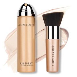 LOKFAR AirBrush Foundation Spray, Silky Mist Spray Makeup Kit with Brush, Full Coverage Foundation for Smooth Radiant Finish, Formula Breathable Lightweight Hydrating | #01 Porcelain