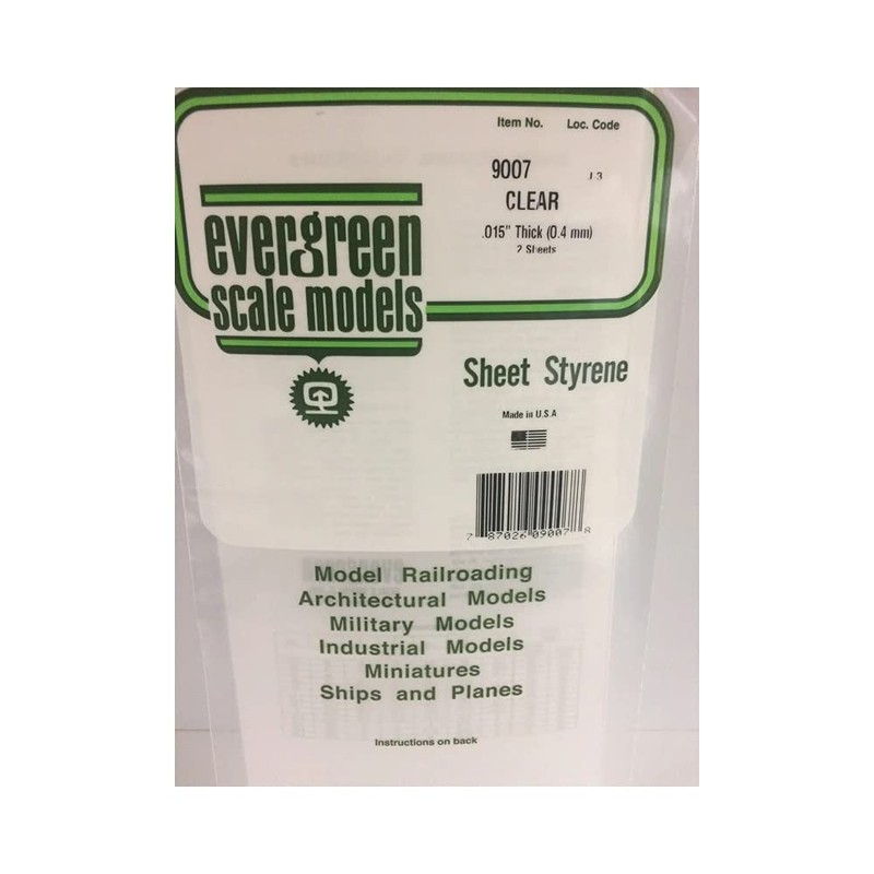 Evergreen 9007 Clear Polystyrene Sheet 150 x 300 x 0.38