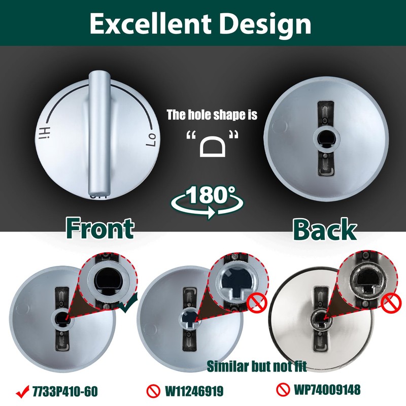 7733P410-60 Stove Knobs Replacement Parts for Jennair Cooktop Surface Burner