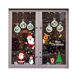 Moscare 3PCS Christmas Window Clings Stickers,Removable PVC Staic Stickers for Christmas,Shop,Home，Party Window Decorations