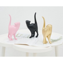 AMOIENSIS Pink Cat Statue Modern Abstract in Multiple Colors, Ideal Indoor Decor & Gift for Cat Lovers, Artistic Home Accents