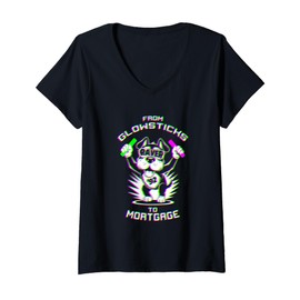 Womens from Glowsticks to Mortgage V-Neck T-Shirt