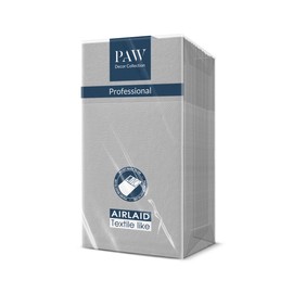 Paw Airlaid Napkins - Fabric-Like (1/8 Pocket) I Pack of 25 I Ideal for Weddings, Christenings, Communion, Birthdays I Fabric Napkins - Plain, Silver I Colour: Monocolour Silver