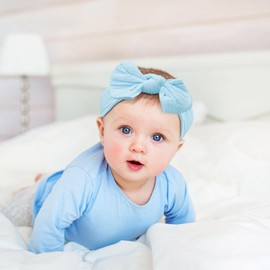 Pack of 3 Hair Bows Girls Hair Band Baby Girl Headband Baby Girl Baby Bows Hairband (Pink Blue White)