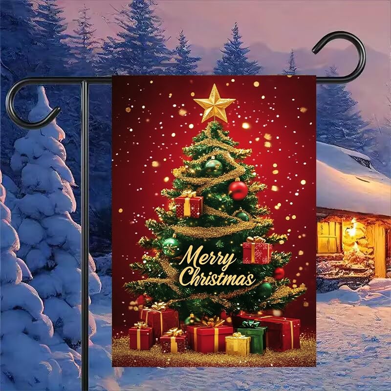 Merry Christmas Trees Garden Flags for Outside 12x18 Inch Double