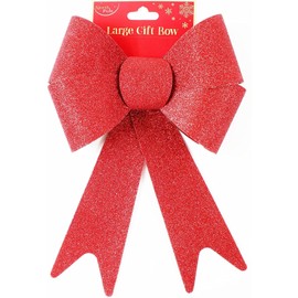 North Pole Christmas Tree bow xmas tree Topper party decorations gift bow Glitter red 30cm tall 17cm wide