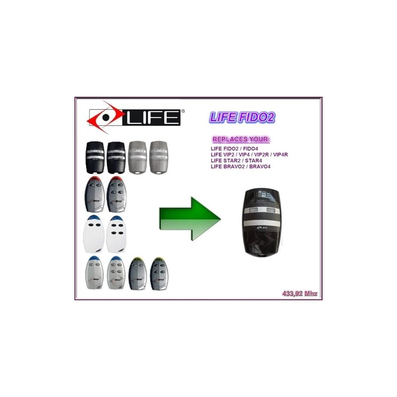 Life FIDO2 2-Channel Handheld Transmitter 433.92 MHz Rolling Code Remote