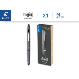 PILOT - Frixion Ball Zone Grey in Gift box - Premium erasable retractable pen with thermosensitive ink - Refillable and ergonomic roller pen - Black ink - Medium tip
