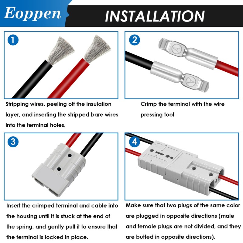 Eoppen 2Pcs 50Amp Battery Quick Connect/Disconnect with Plug Mounting Bracket,