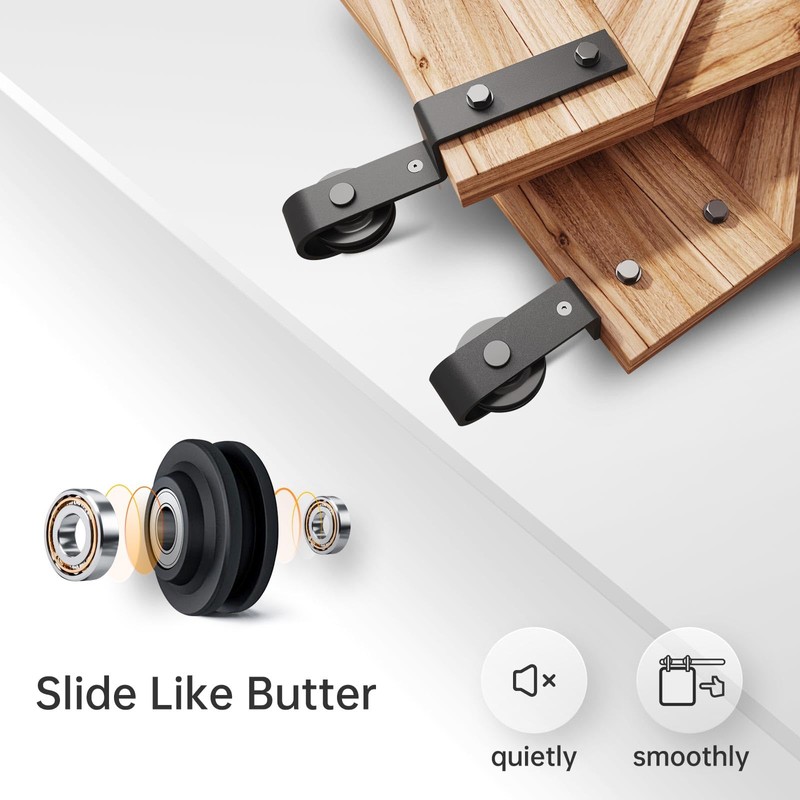 EaseLife 6.6FT Bypass Double Sliding Barn Door Hardware Kit,Single Track,