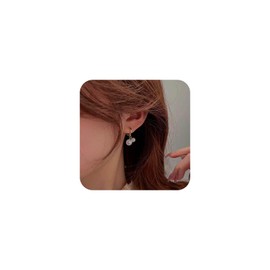 Aneneiceera Pearl Drop Earrings Gold Huggie Pearl Earrings Tiny Cherry Pearl Dangle Earrings Bell Faux Pearl Drop Earrings Statement Bridal Pearl Earrings Jewellery for Women and Girls