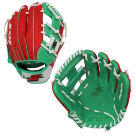 SSK Z9 Maestro Infield Baseball Glove – 11.25" - 11.5” - 11.75” - 12” – Right & Left Hand Throw (Red/Kelly Green - I Web, 11.5" - Right Hand Throw)