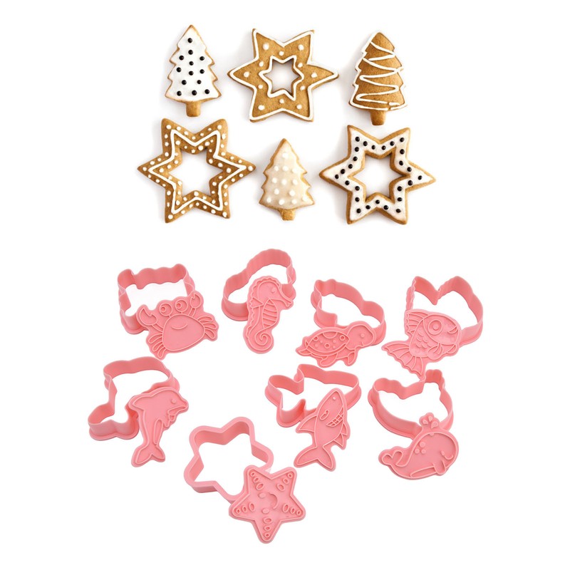 Plastic Cookie Cutters Sea Animal Pattern 3D Cartoon Baking Pressable