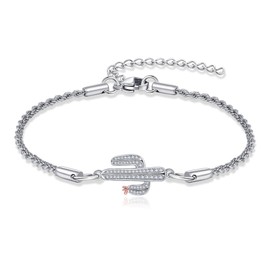 AXOMY Cactus Anklet 925 Sterling Silver Cactus Anklet Plant Nature Birthday Anniversary Jewelry Gifts for Women Mom Grandma