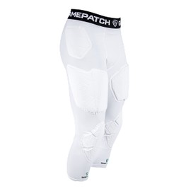 Gamepatch 3/4 Tights with Full Protection | Shock Absorbing Technology for Knees Thighs HIPS | Men Women Kids, White, Size M