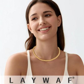 LAYWAF Imitation Pearl Choker Necklaces for Women, Simple Fake Pearl Yellow Necklace, 6MM Beaded Costume Faux Pearl Necklace, Wedding Jewelry Mom Necklace