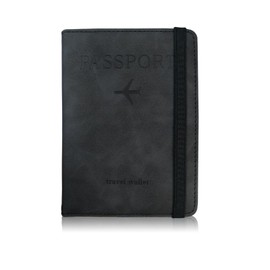 WisePoint Passport Holder Cover, PU Leather Travel Wallet RFID Passport Holder for Women and Men, Exquisite RFID Blocking Wallet with Elastic Strap, Portable Passport Case for Business, Travel (black)