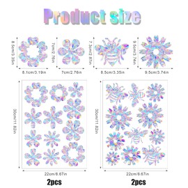 46pcs Flowers and Bees Window Clings, Anti Collision Window Clings Rainbow Prism Window Stickers Static Spring Glass Decals to Prevent Bird Strikes Indoor Decorations