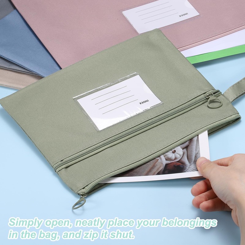 PATIKIL 2Pcs Mesh Zipper Pouch with Handle A5 Oxford Fabric