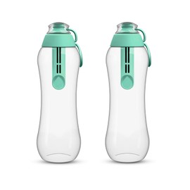 PearlCo - Two Soft Water Bottles with Filter 0.5 Litres (Mint) | Water Bottle BPA-Free | School, Sports, Water, On the Go