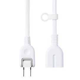 Elecom T-X01-2101WH Power Cord Extension, 3.9 in (10 cm), Dust-Proof Shutter, Polarity Compatible, 3-Pin Plug Connection, White