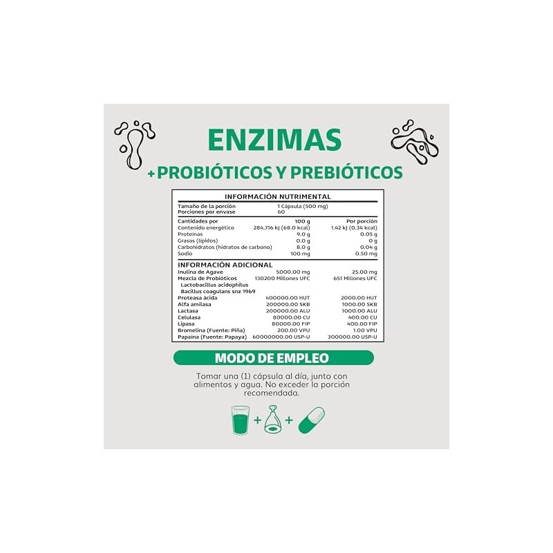 Enzimas Digestivas Probióticos Contiene 7 Enzimas Digestivas Probióticos Lactobacillus acidophilus