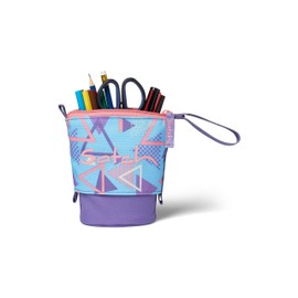 satch Pencil Slider Extra Large with Divider Zip Pocket Pen Holder Set Square Viewing Window for Timetable 80s Dance - Light Blue