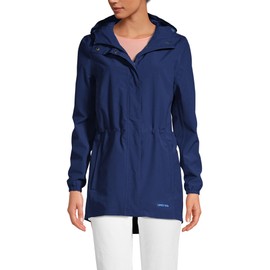 Lands' End Womens Packable Waterproof Raincoat Deep Sea Navy Regular Large
