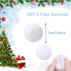 20Pcs 7cm White Elf Christmas Snowballs Indoor Snowball,Soft Fake Christmas Snowballs,Indoor Kids Snow Fight,Realistic Artificial Snowballs for Winter Game,Snow Fights,Xmas Trees,Home Decorations