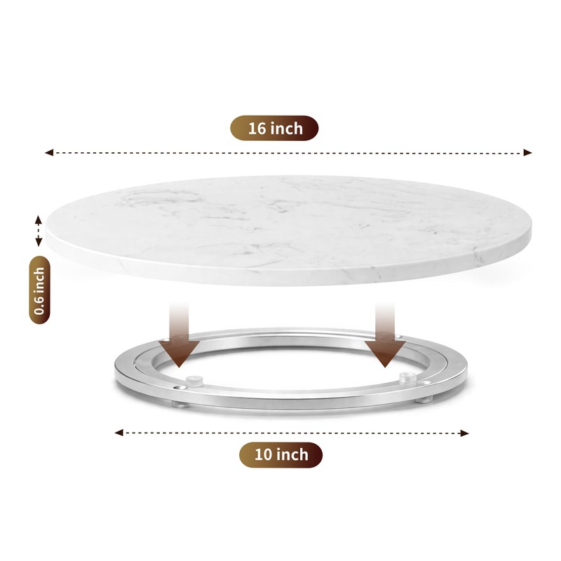 16" Marble Lazy Susan, Stone White Lazy Susan for Table