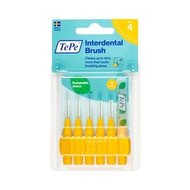 Cepillo Interdental TePe (0.7mm) #4 Amarillo - 6 Piezas Limpieza interdental Blister con6 piezas.