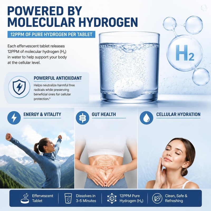 EDENVIA Molecular Hydrogen Water Tablets, Boosts Energy & Reduces Fatigue,