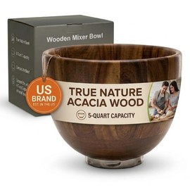 Exquimac 5 Qt Acacia Wood Mixing Bowl for 4.5 and 5 Qt KitchenAid Mixers