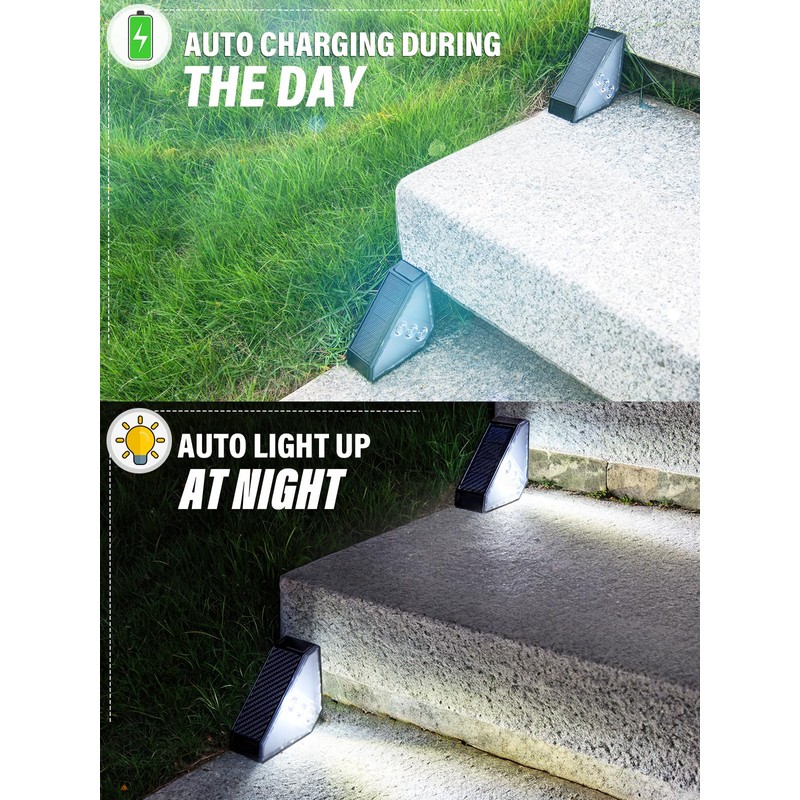 ROSHWEY Solar Step Lights for Outside, 16 Pack Solar Powered
