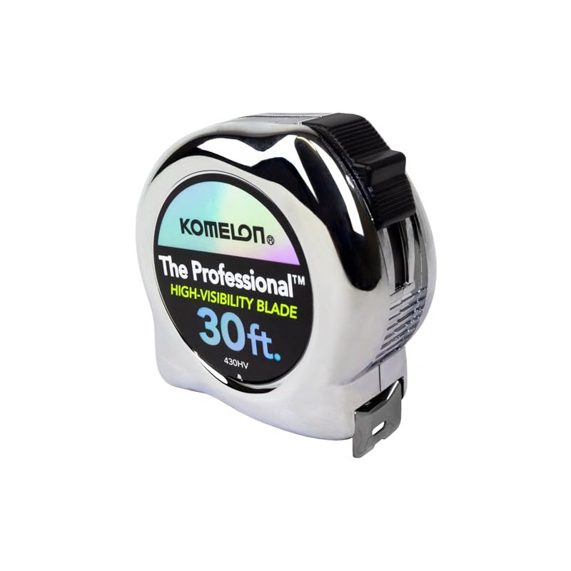 Komelon 430HV High-Visibility Professional Tape Measure, 30-Feet by 1-Inch, Chrome