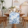 Dremisland Blue Table Runner Farmhouse 55 Inch Retro Monochrome Sketch