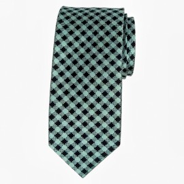 ALARA Mens Silk Tie Light Green Black Check 2.75 Slim Designer Woven Necktie $80